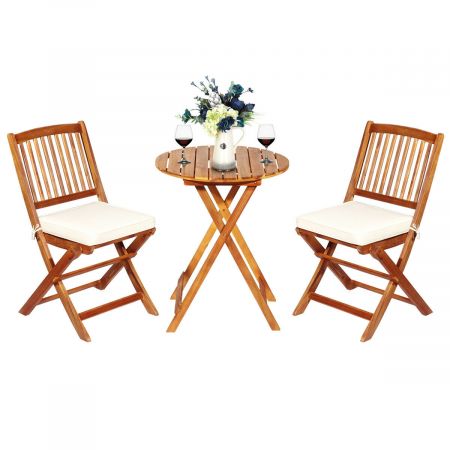 Costway 3 Piece Folding Bistro Set with Cushions for Patio