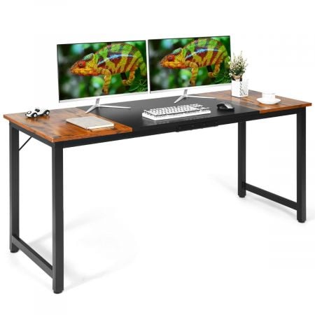 Large modern computer desk showcasing a spacious design and sturdy metal frame, perfect for work or entertainment in.