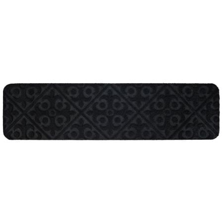 Black non-slip stair mat with reusable adhesive, featuring a classic embossed pattern for safety and comfort on stairs.