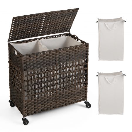 105l Collapsible Laundry Hamper With Lid Dirty Clothes Bin And