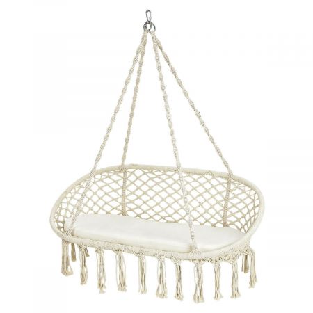 2-Seater Hammock Swing Chair with Cushion for Garden