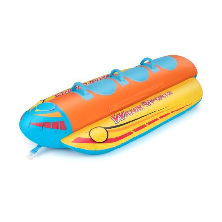 Inflatable banana boat towable tube for 1-3 riders, made of durable 840D nylon, ideal for boating adventures.