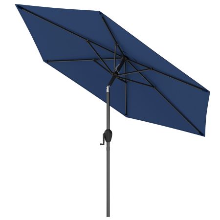 230CM navy patio umbrella with push button tilt and vented canopy for optimal sun protection and airflow.