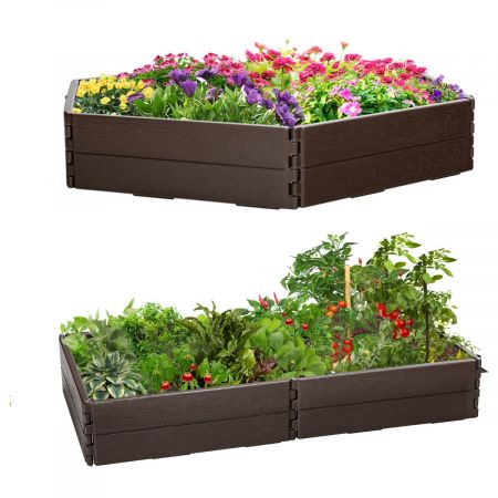 Raised Garden Bed Kit with Metal Stakes and Open Bottom