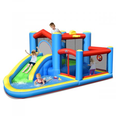 Kids Inflatable Trampoline Bouncy House with Slide and Target Balls