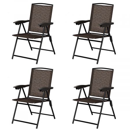 Set of 4 Patio Folding Chairs Portable Garden Armchairs Adjustable
