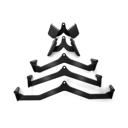 5-piece LAT pulldown attachment set in black, featuring ergonomic handles for versatile workouts targeting various.