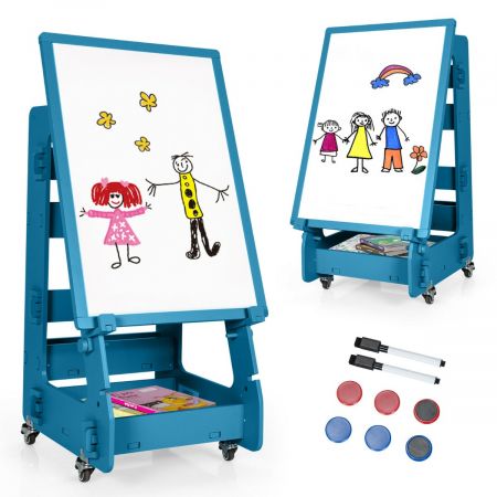 Adjustable Magnetic Painting Board with Wheels for Kids 
