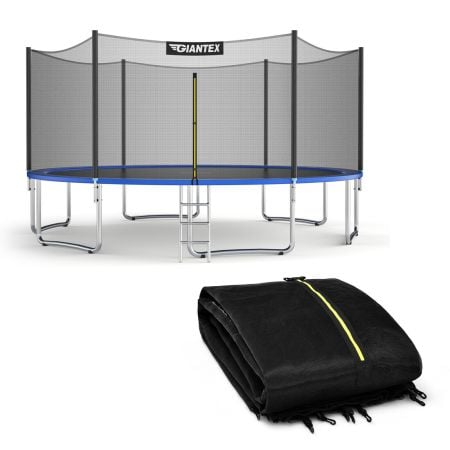 Trampoline safety net with dual-headed zippers for 9FT round trampolines, providing all-round protection for kids.