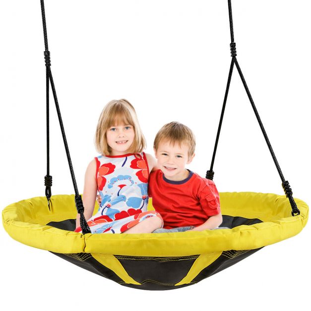 Tree Swing 100cm Saucer Round Swing Kids Adult W/ 100-160cm Adjustable Height 