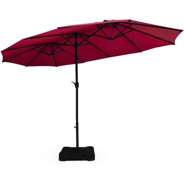 Human race go sightseeing Tremendous 4.6M Patio Double-Sided Umbrella Parasol Sunshade - Costway
