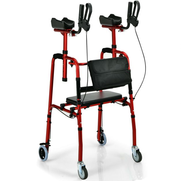 Folding Rollator Walker with Rotating Handles \u0026 Bag - Costway