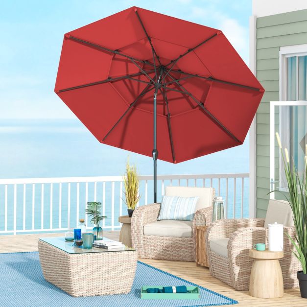 cantilever patio umbrella sale Outdoor 10FT Square Adjustable Offset Cantilever Patio Umbrella with Base