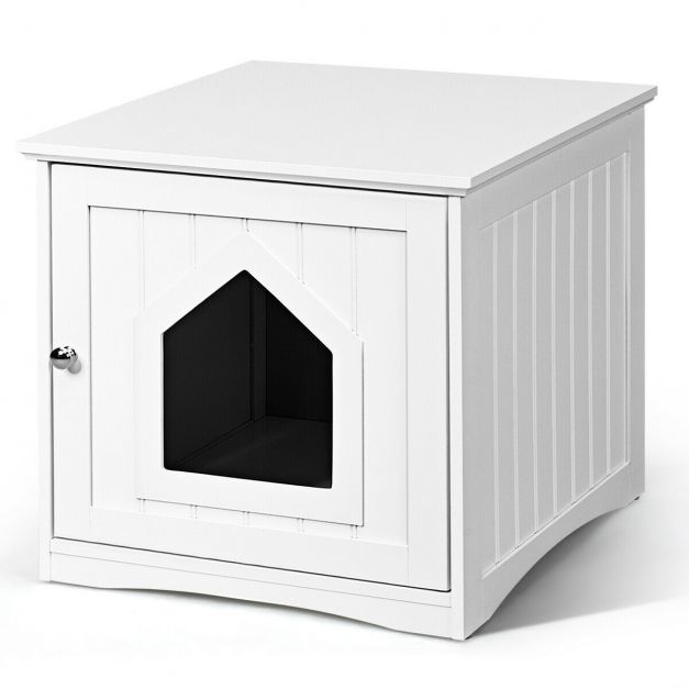 Furniture Large Box House with Wide Tabletop for Nightstand YHG Wooden Cat Litter Box Enclosure 