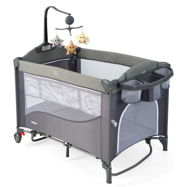 5-in-1 Portable Baby Travel Cot with Detachable Changing Table