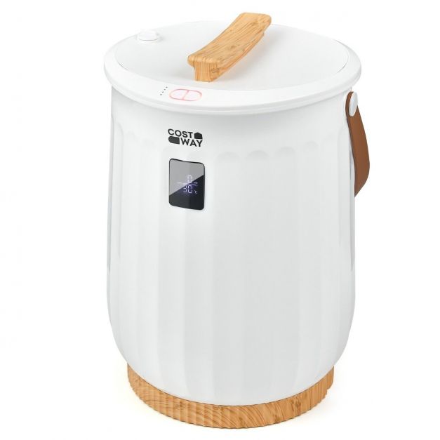 Luxury Bucket Towel Warmer with LED Display Timer and Handle - Costway
