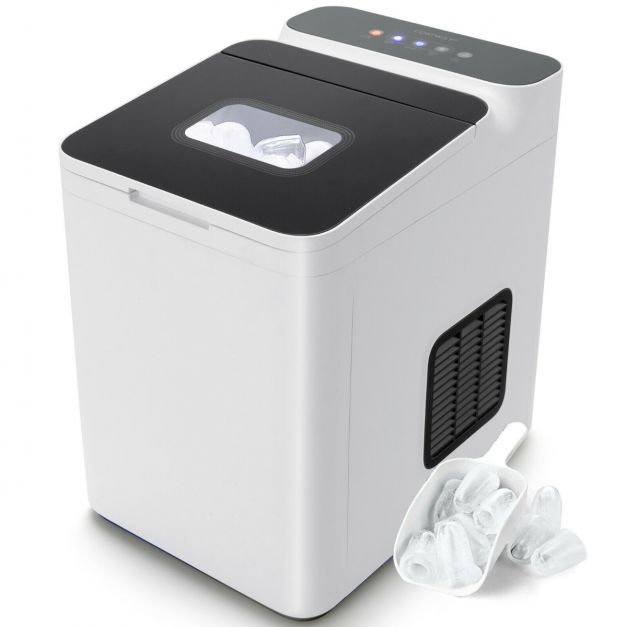 Portable Ice Maker LED Display Ice Maker 15 kg/24 H 2 Ice Cube Sizes Available Ice Cube Machines Quiet Ice Machine with 2.2 Litre Water Tank 