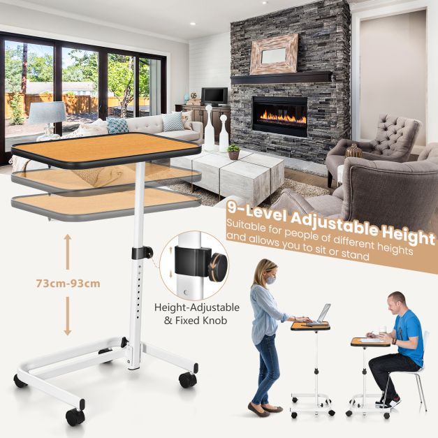 Portable Bedside Table with 9 Level Adjustable Height - Costway