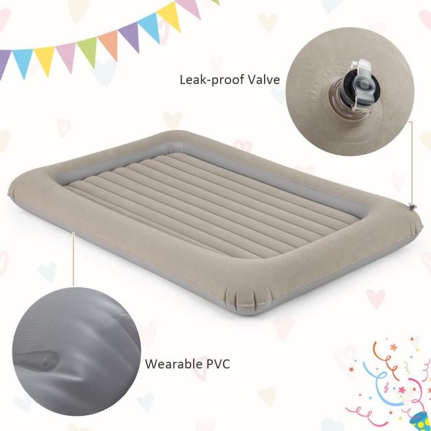 INNZA Portable Kids Air Mattress With Electric Pump - Inflatable Toddler Travel Bed With Sides, Camping, Traveling, And Sleepovers - Includes Removavle Blow Up Mattress And Carry Bag