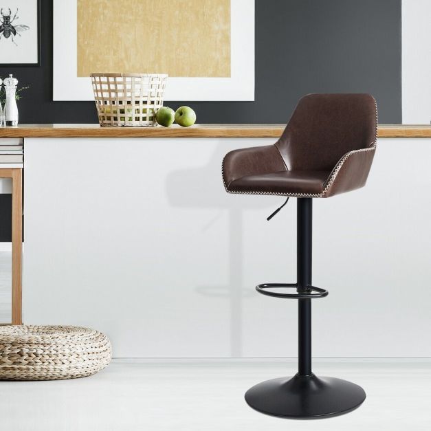 PU Leather 360° Swivel Adjustable Bar Stool with Armrest PU Leather 360° Swivel Adjustable Bar Stool with Armrest