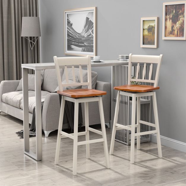 Solid Rubber Wood 360° Swivel Bar Stools Solid Rubber Wood 360° Swivel Bar Stools