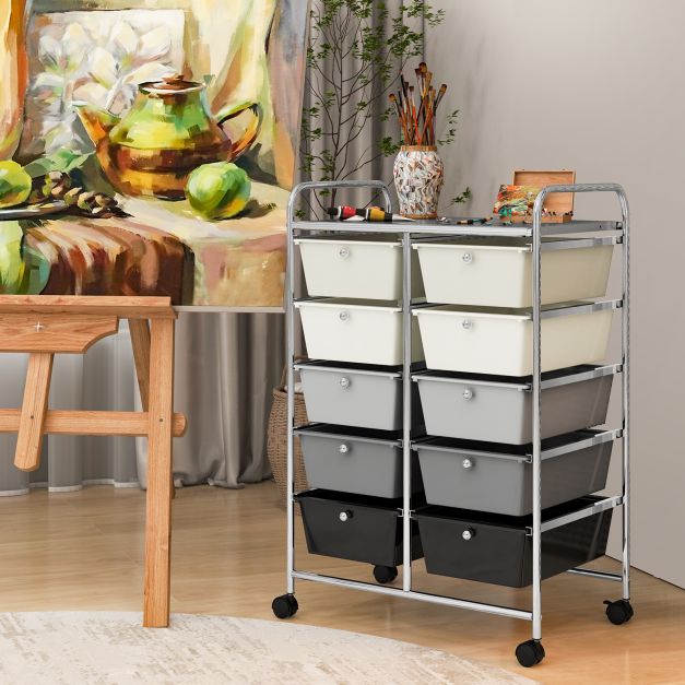 TANGZON 4/10 Drawers Storage Trolley, Rolling Utility Cart With