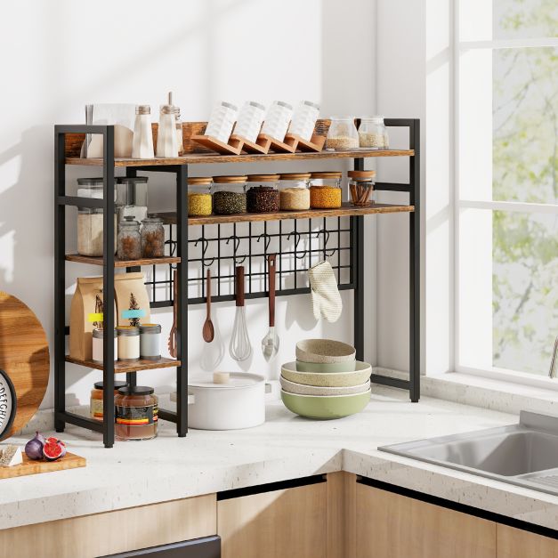 Desktop Bookshelf, Home Office Countertop Storage Hutch
