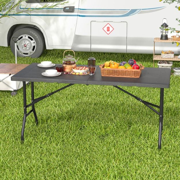 152 cm Portable Folding Picnic Table Patio Dining Table with HDPE ...