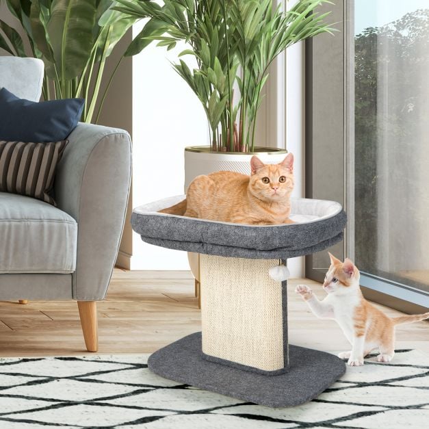 2-Tier Cat Tree with Sleeping Perch Sisal Scratching Plate and Ball 2-Tier Cat Tree with Sleeping Perch Sisal Scratching Plate and Ball