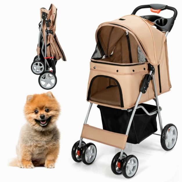 Paws & Pals 4 Wheeler Elite Jogger Pet Stroller Cat/Dog Easy to Walk Folding Travel Carrier 