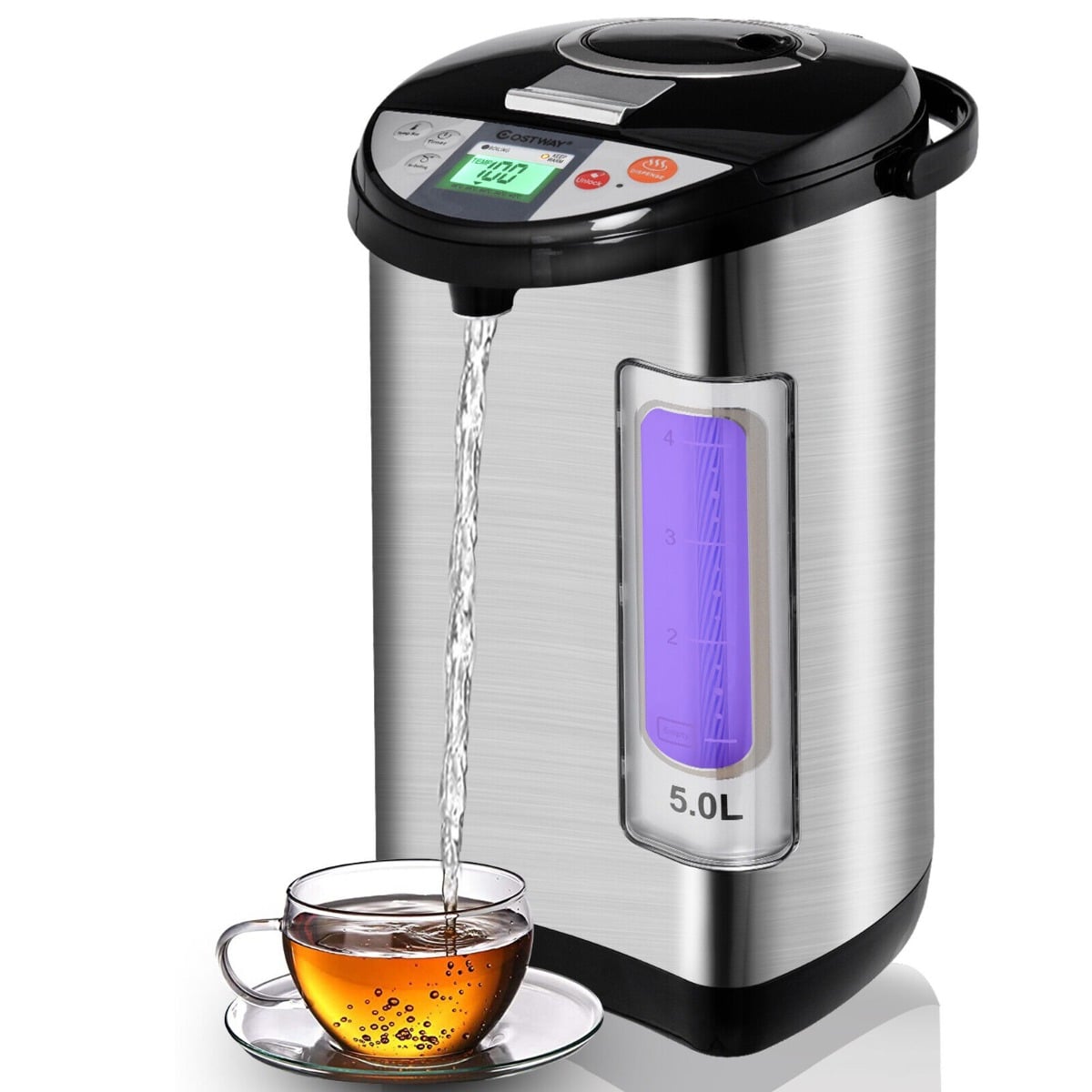 Costway Silver 5L Adjustable Instant Hot Electric Water Dispenser With Auto-Cut Off