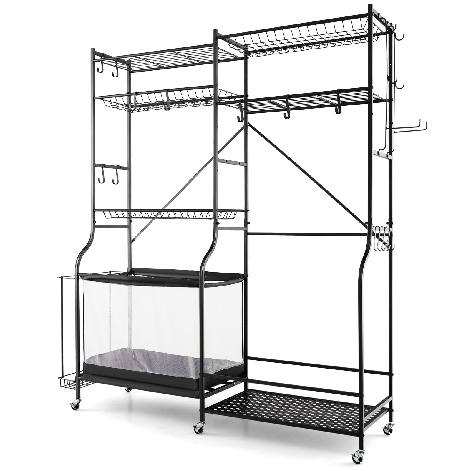 Costway Sports Equipment Organizer Metal Ball Storage Rack With Adjustable Shelves