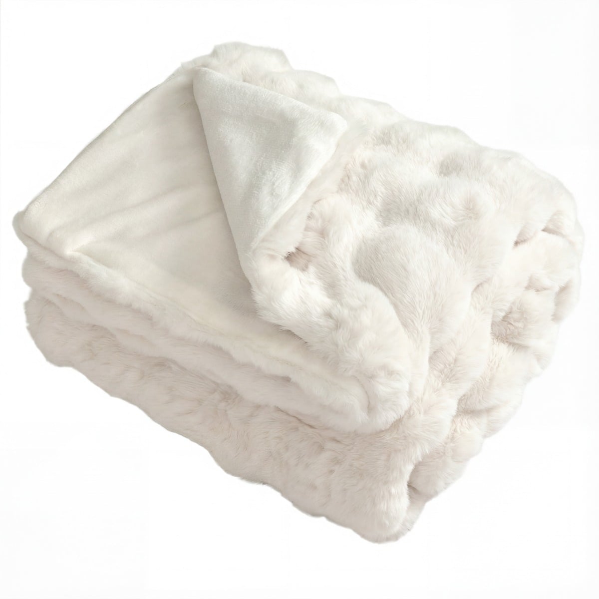Costway Fuzzy Plush Rabbit Fur Bubble Blanket For Bed Armchair Sofa-M
