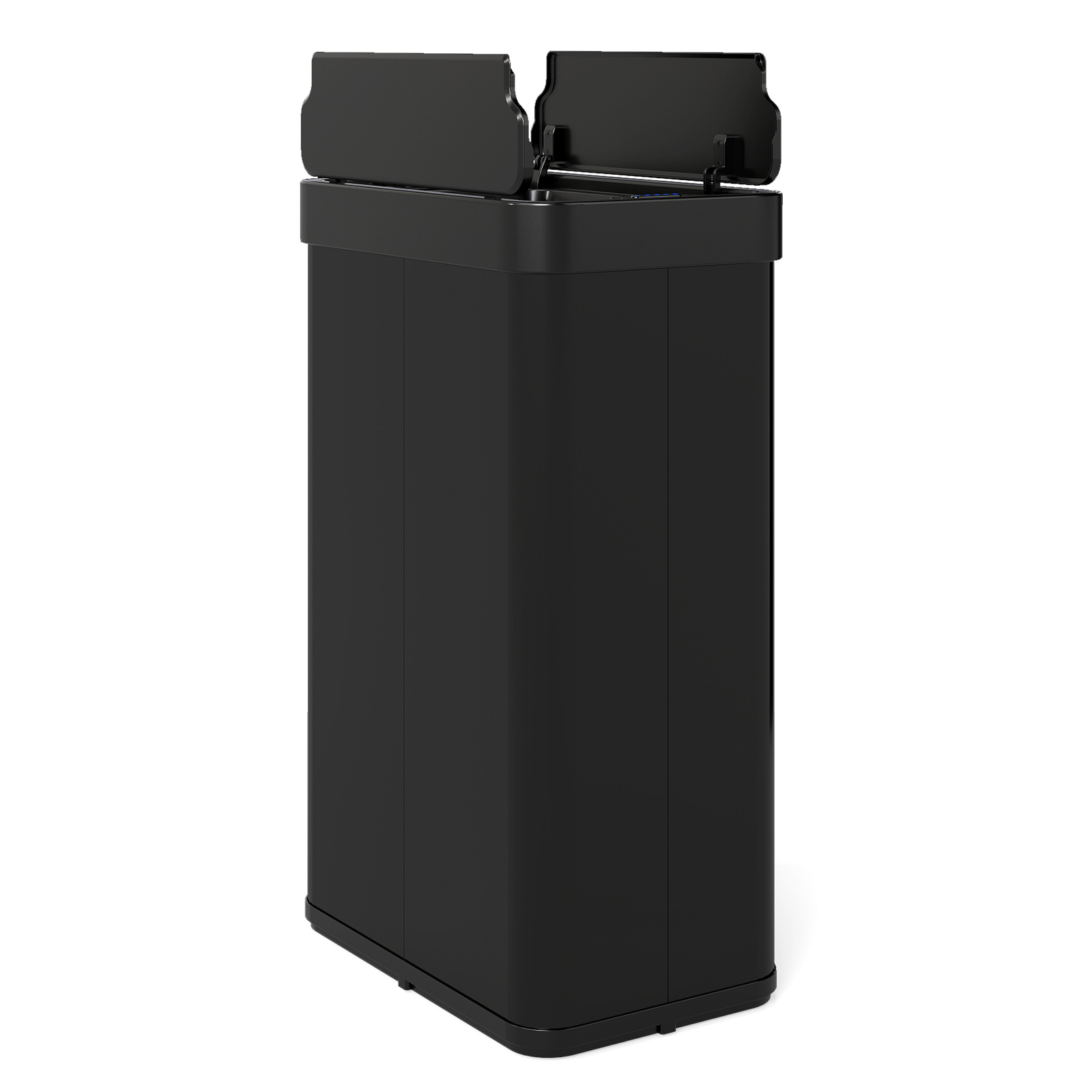 Costway Black 60L Trash Can With 2 Wing Lids Slim Automatic Touchless Waste Bin