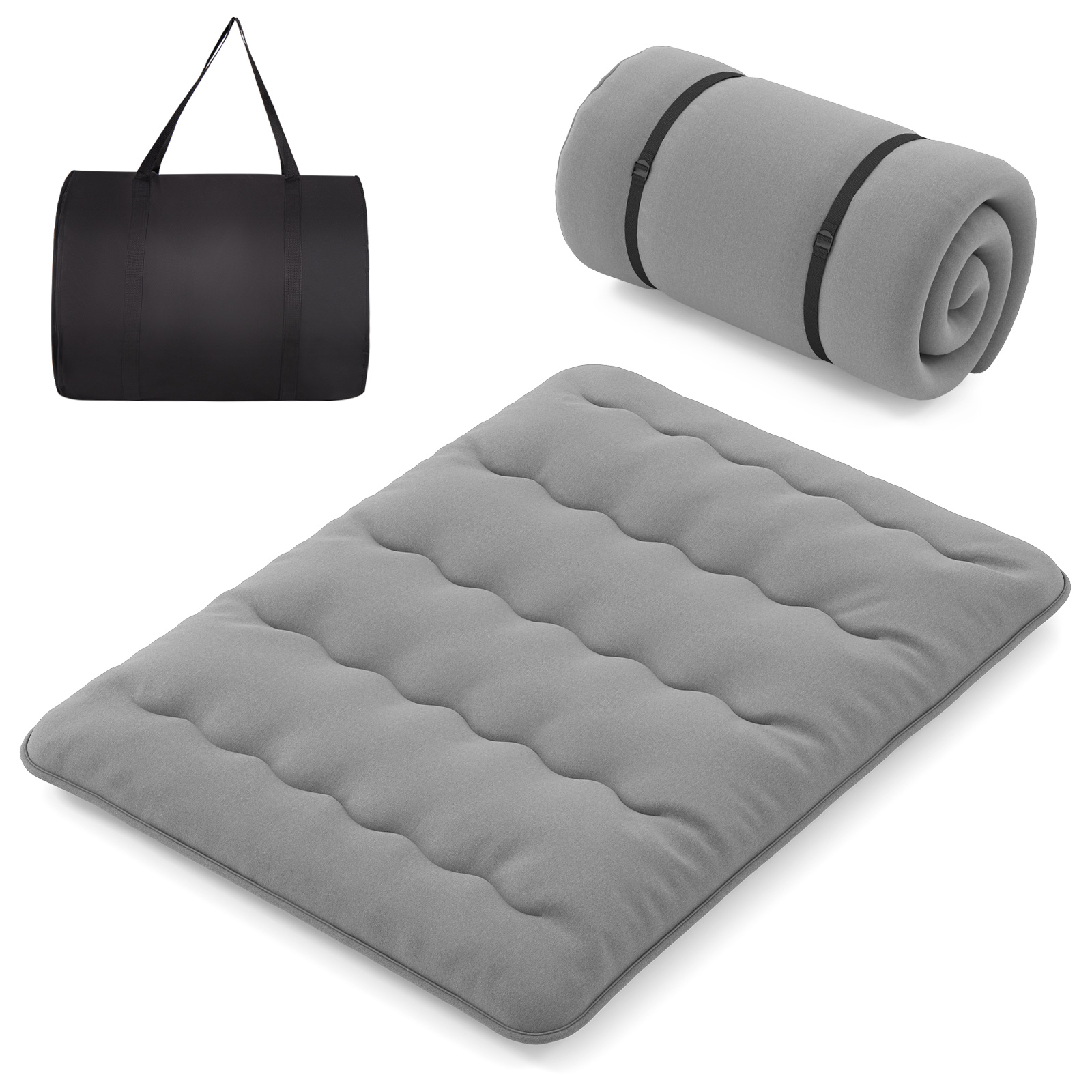 Costway Grey Japanese Floor Mattress With Washable Cover And Carry Bag-King Size