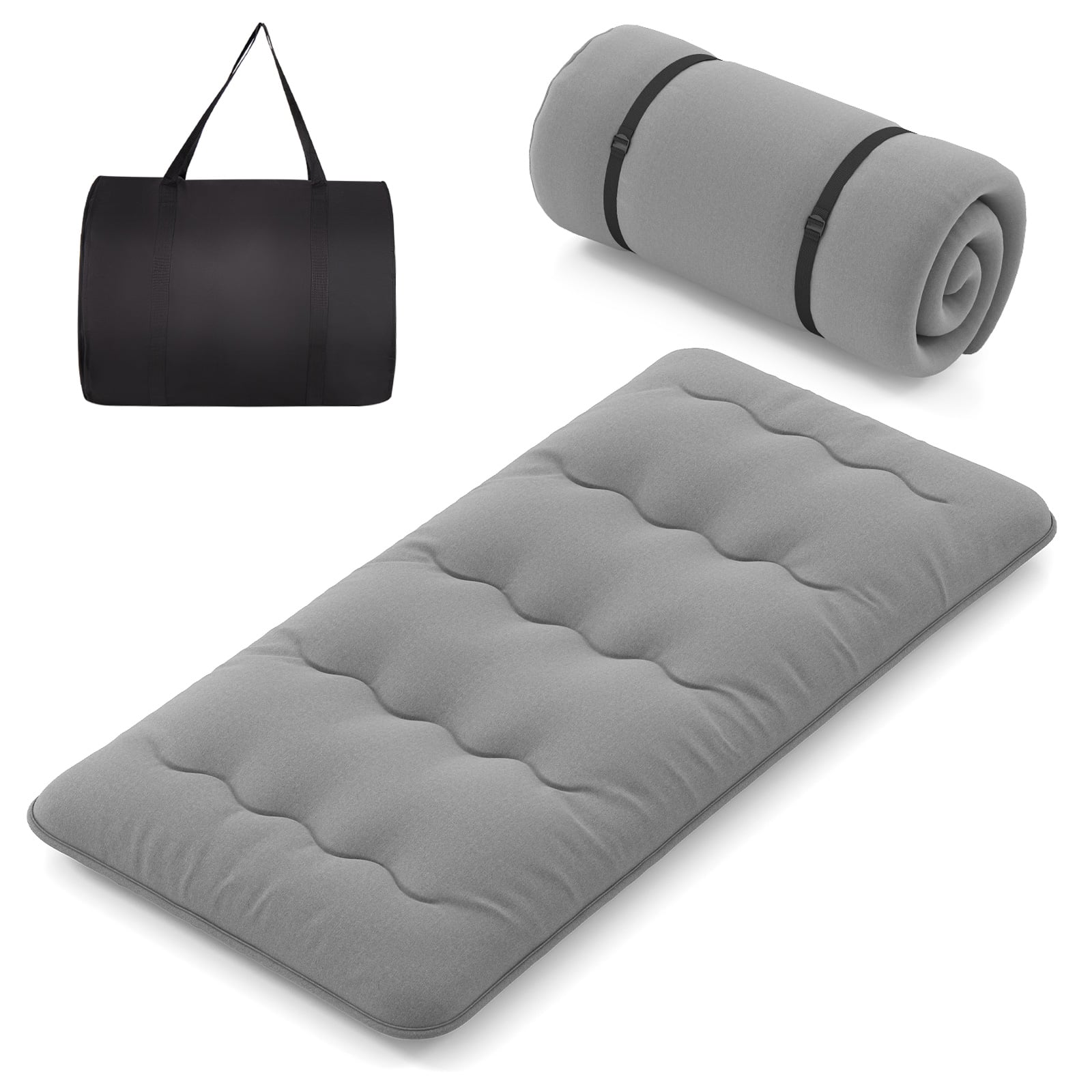 Costway Grey Japanese Floor Mattress With Washable Cover And Carry Bag-Compact Double