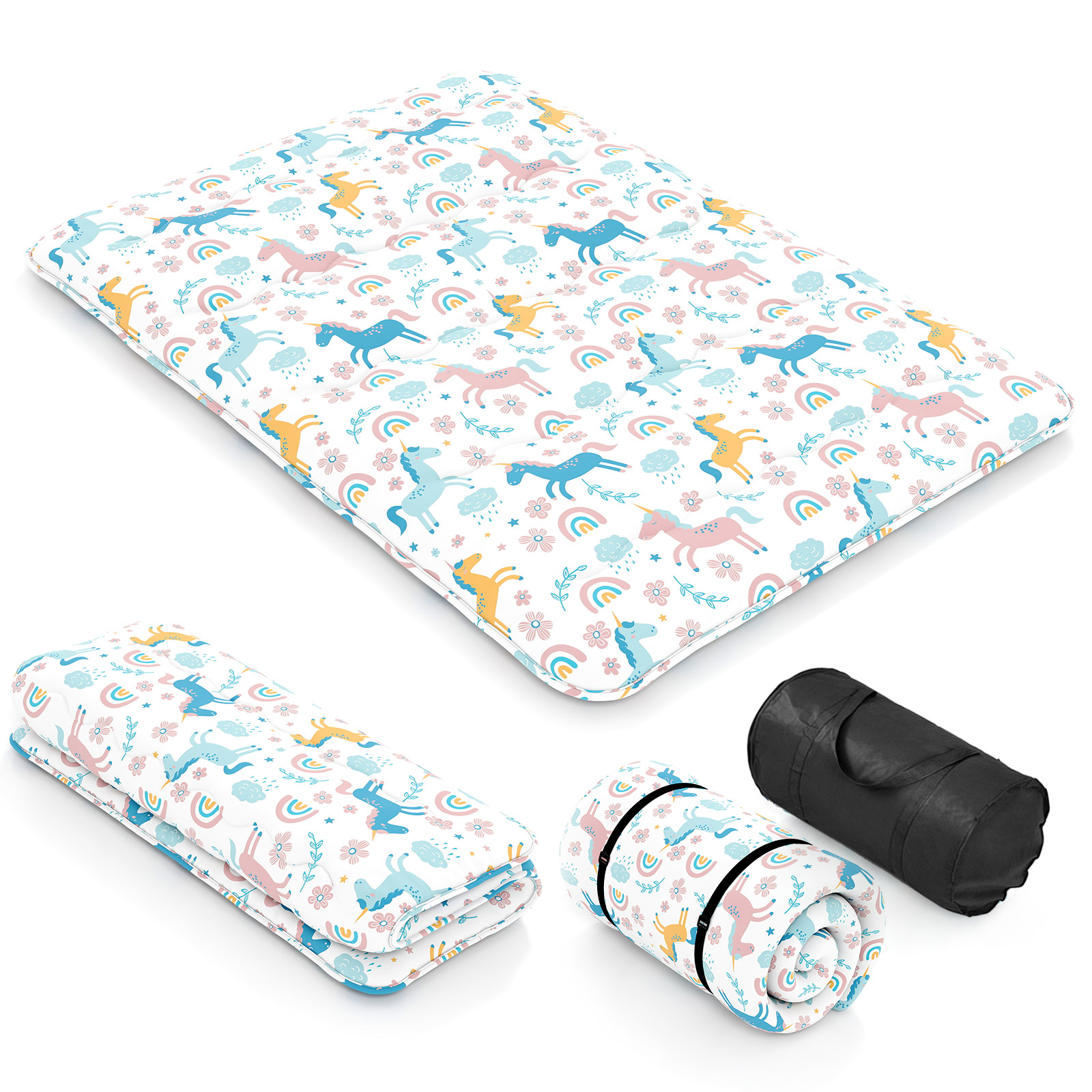 Costway Rainbow Japanese Floor Mattress With Washable Cover And Carry Bag-Double Size