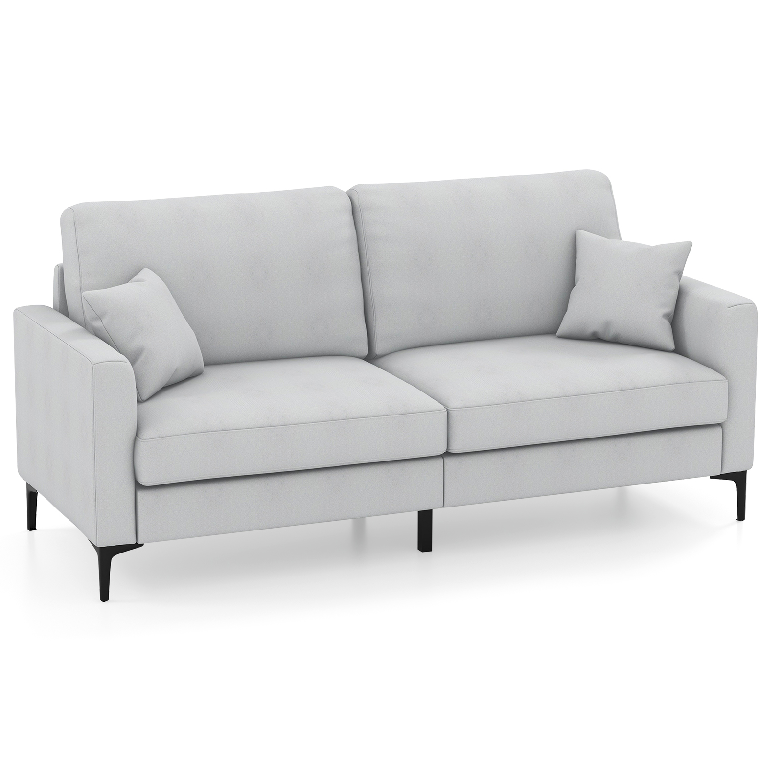191cm Wide Upholstered Loveseat Sofa with Armrest and Pillows-Grey