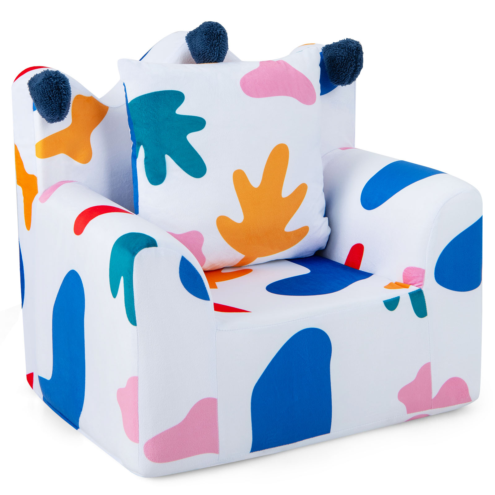 Kids Sofa Chair Foam Filled Armchair with  Extra Padded Pillow-White
