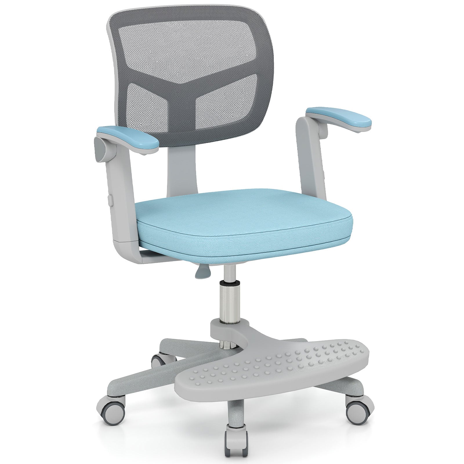 Costway Blue Kids Desk Chair Children Study Chair With Adjustable Height Armrest And Footrest