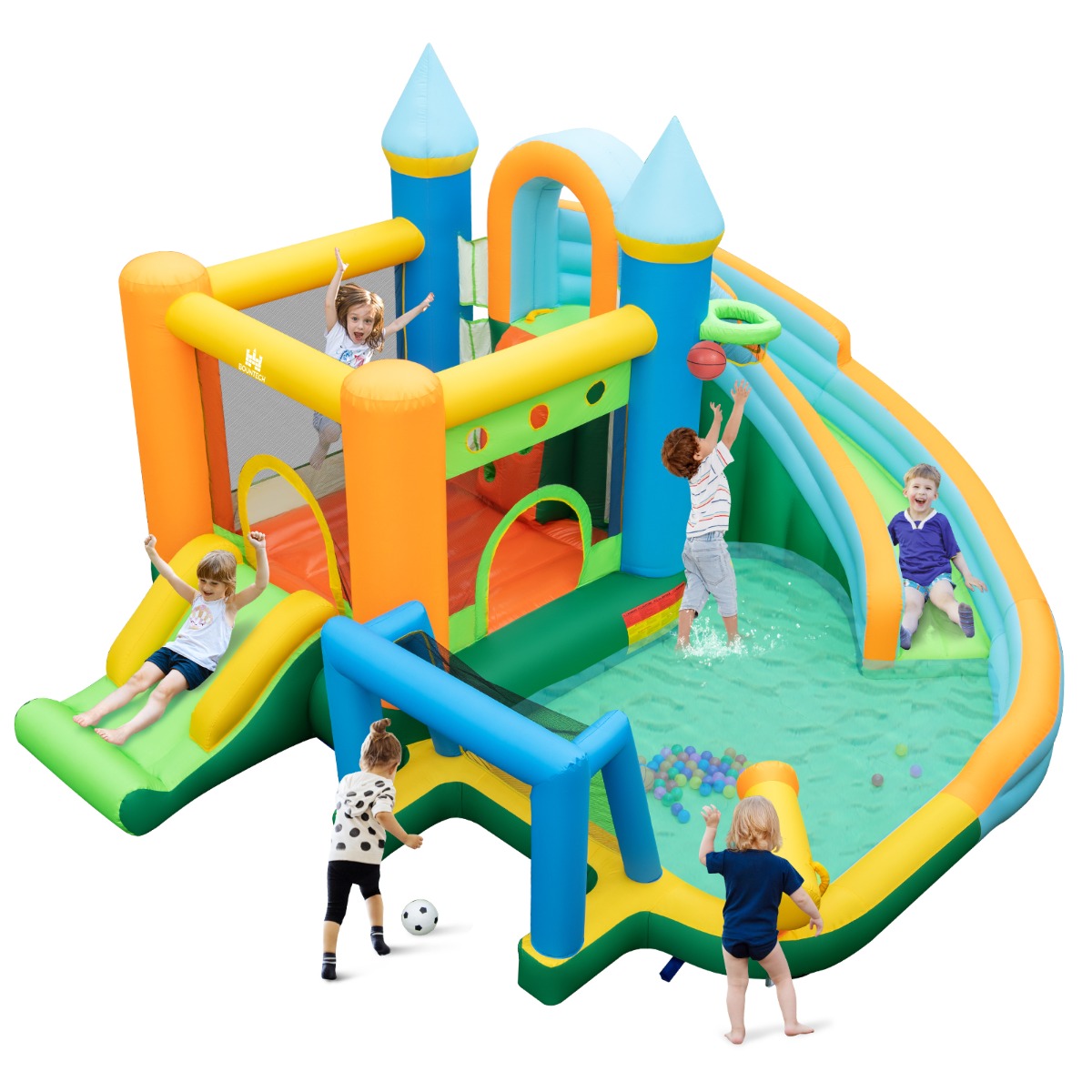 Inflatable Water Slide Blowup Water Park with Splash Pool (Without Blower)