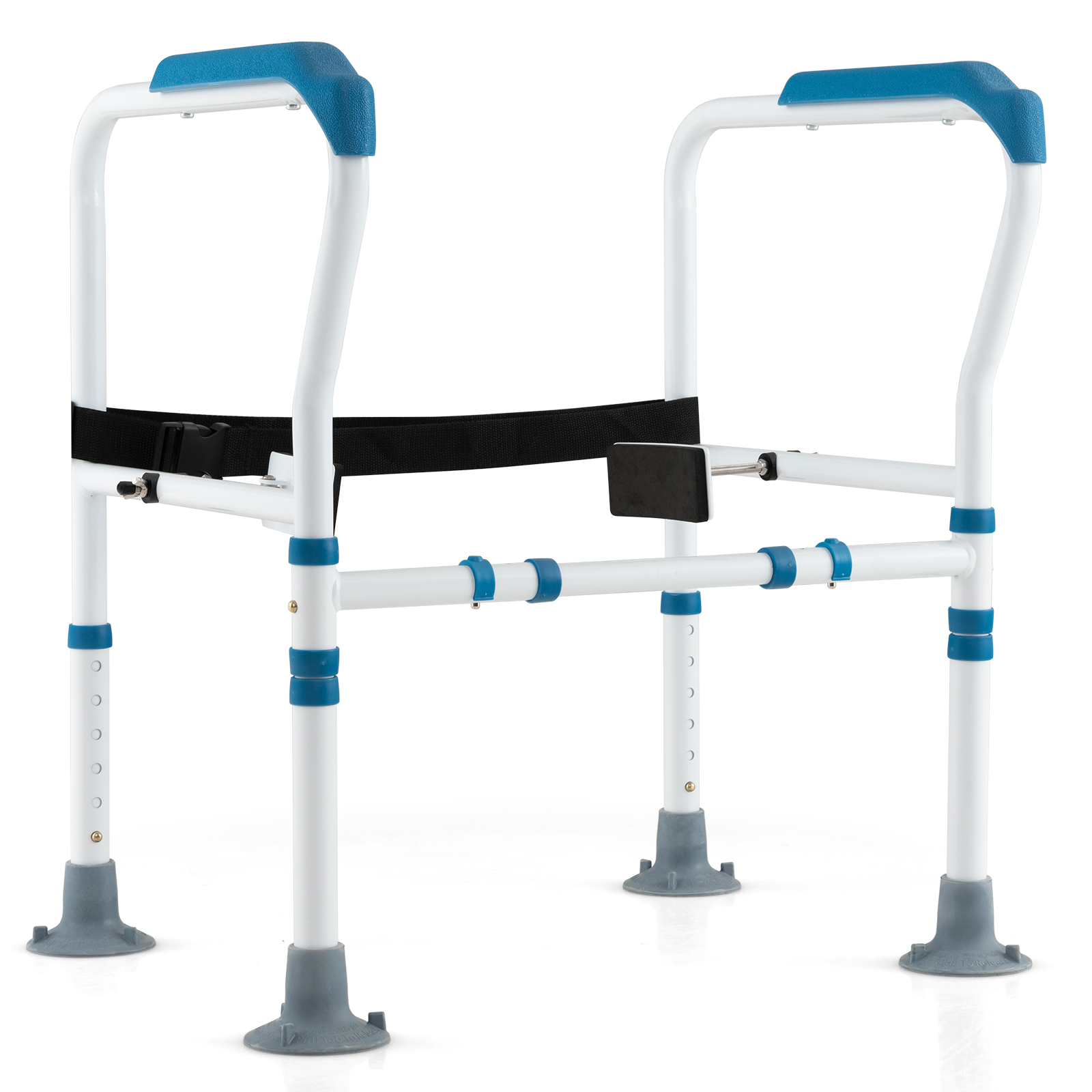 Costway Blue Stand Alone Toilet Safety Frame With Adjustable Height And Width