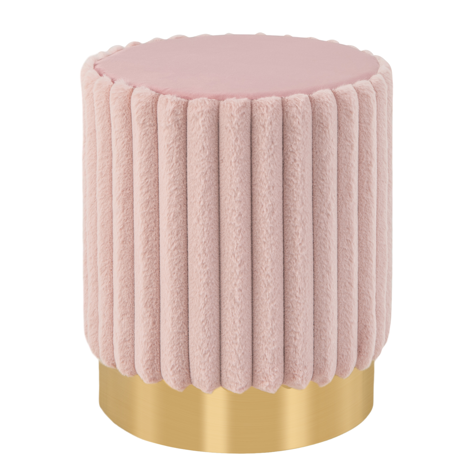 Costway Pink Upholstered Footrest Stool With Decorative Vertical Tufting And Heavy-Duty Metal Base