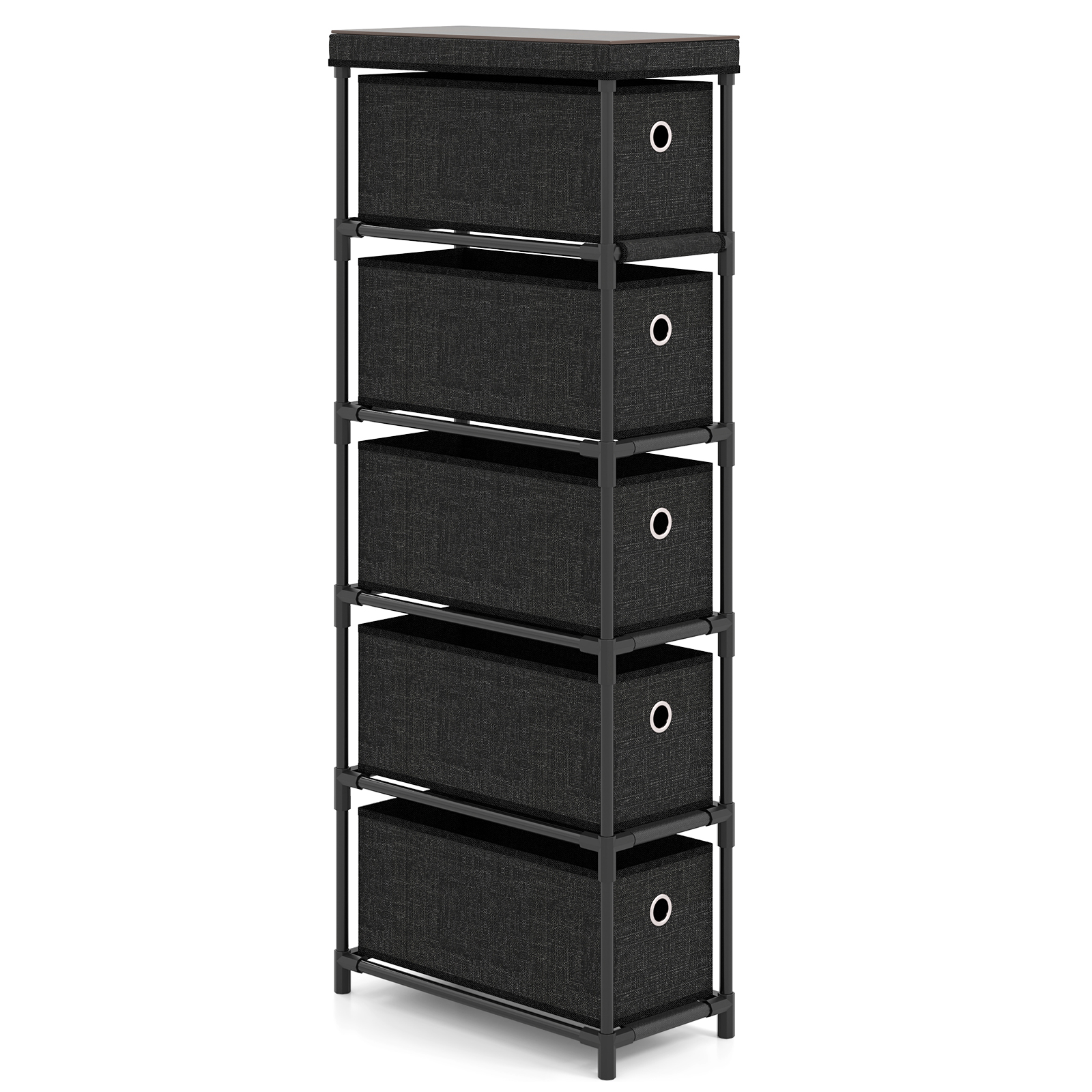 Photos - Wardrobe Costway Narrow Dresser with 5 Drawers Slim Storage Tower with Metal Frame-Black JZ10316 