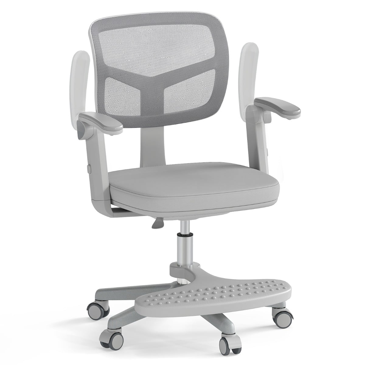 Costway Grey Kids Desk Chair Children Study Chair With Adjustable Height Armrest And Footrest