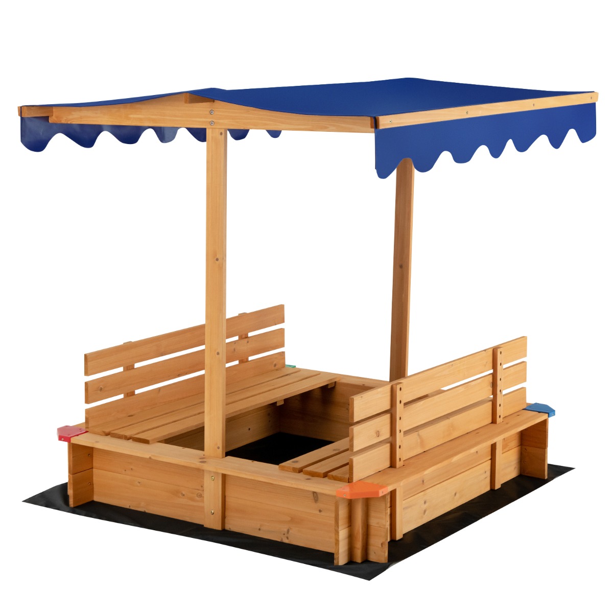Kids Wooden Sandbox with Canopy Suitable for Backyard Home Lawn Garden