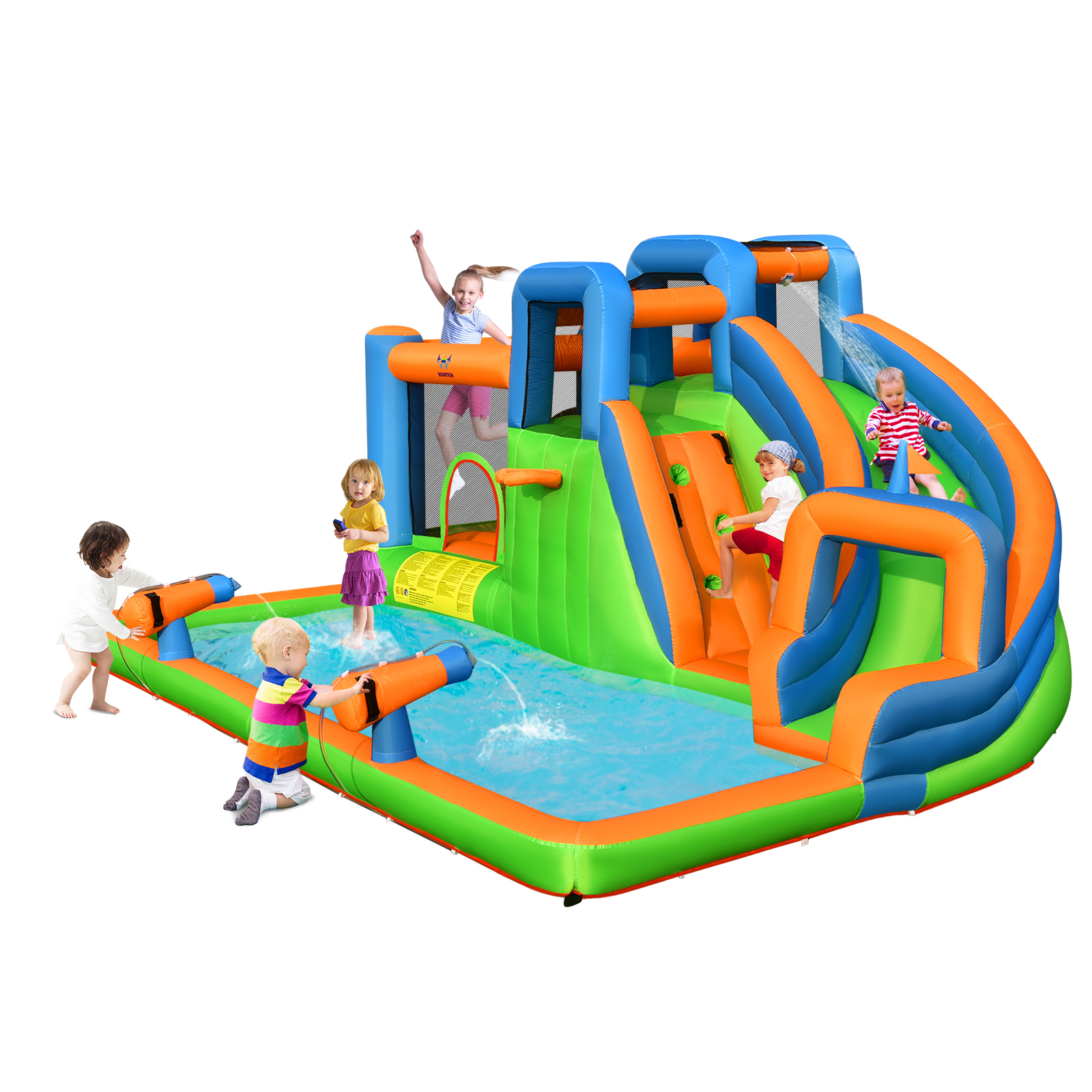 6 in 1 Inflatable Water Slide Kids Water Park for Lawn Yard (without Blower)
