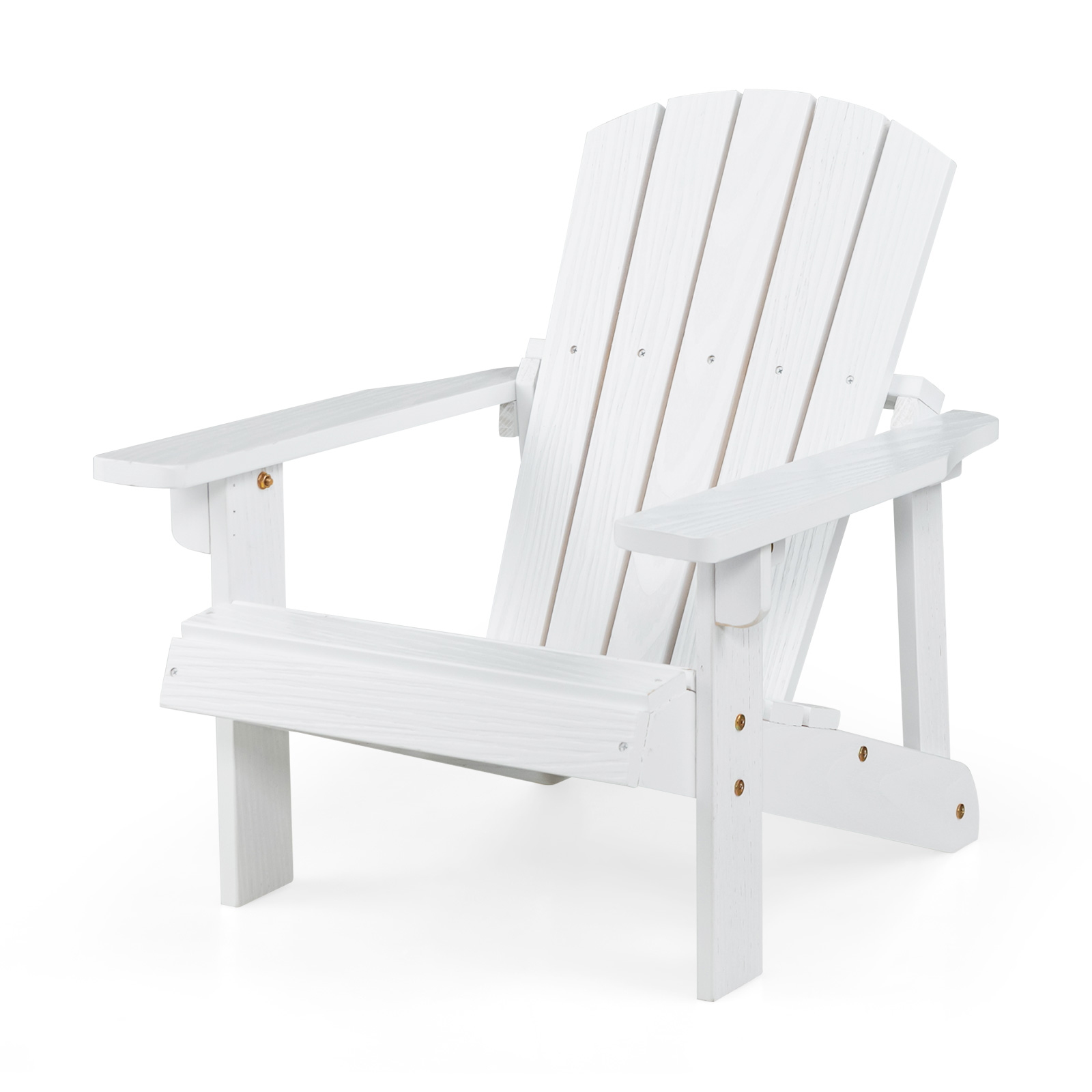 Wooden Kids Adirondack Chair with High Backrest and Armrest-White