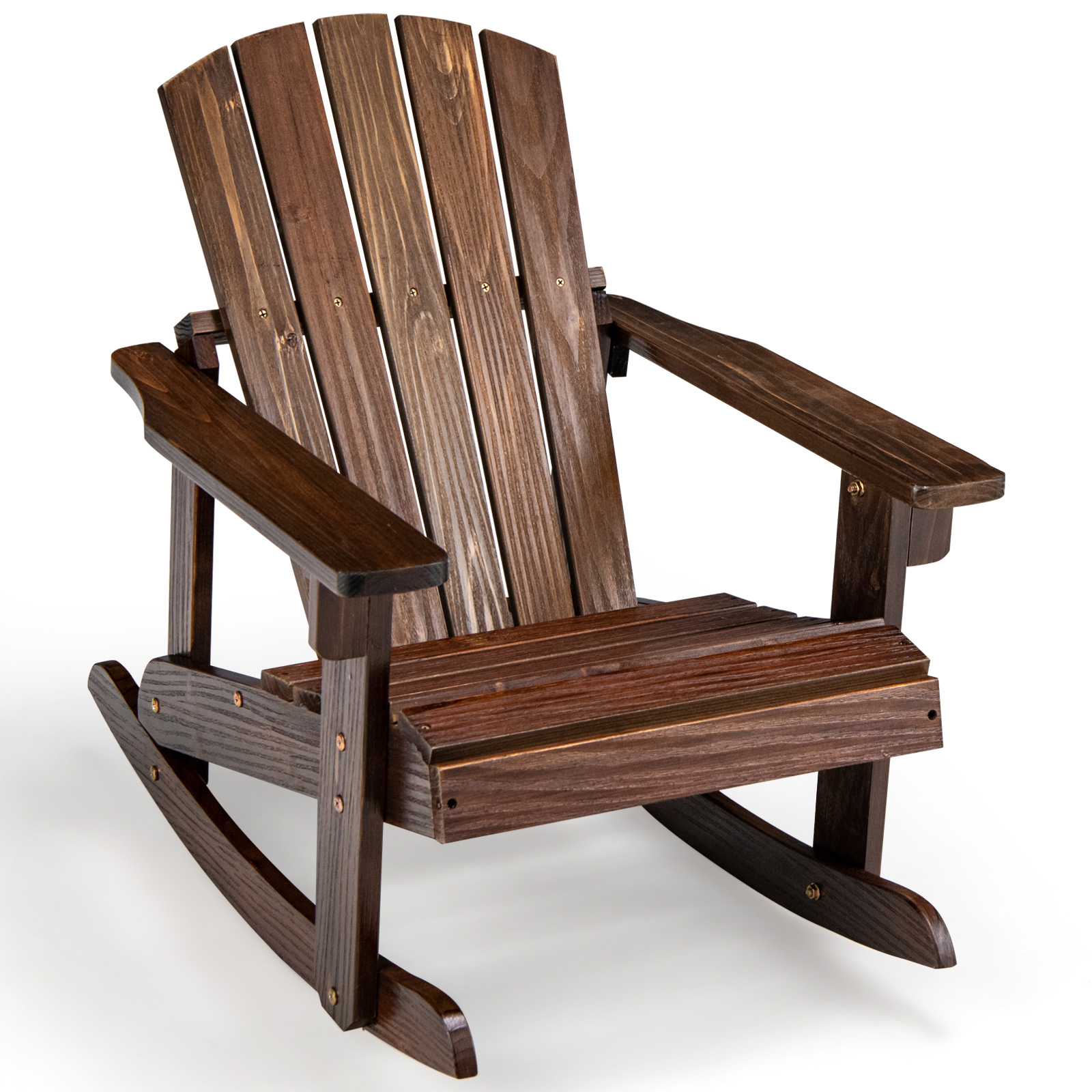 Patio Adirondack Rocking Chair with High Backrest-Coffee