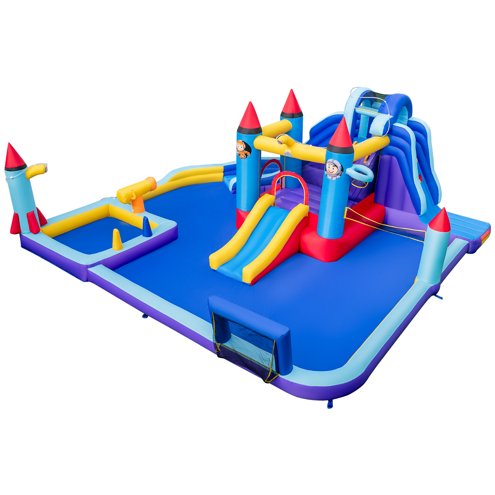 Rocket Theme Inflatable Water Slide Park with 2 Slides
